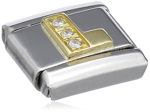 Nomination Comp. Classic BUCHST. Edelstahl, 18K-Gold und Cubic Zirc. (L) 030301