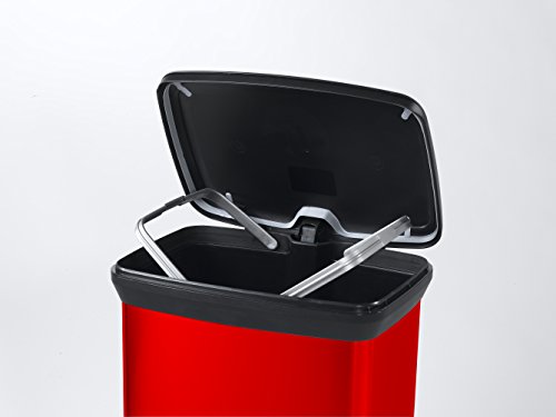 Curver 02162-931-00 Abfallbehälter Deco B Metallics mit Pedal, 50 L, rot / schwarz - 3