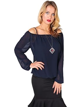 KRISP® Damen Luftige Chiffon Bluse inklusive Modeschmuck