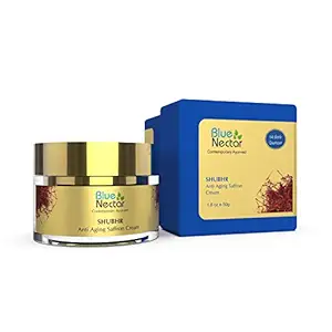 Blue Nectar Ayurvedic Anti Aging Face Cream for Men with Sandalwood and Saffron | Natural Mens Face Moisturizer to Reduce Wrinkles Dark Spots for Oily, Dry Skin