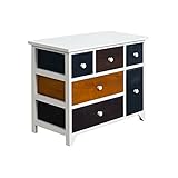 Rebecca Srl Kommode Schubladenschrank Schubladenkommode Sideboard 6 Schubladen Paulownienholz mehrfarbig Knöpfen Shabby Look Schlafzimmer Wohnräume (Code RE4337). - 3