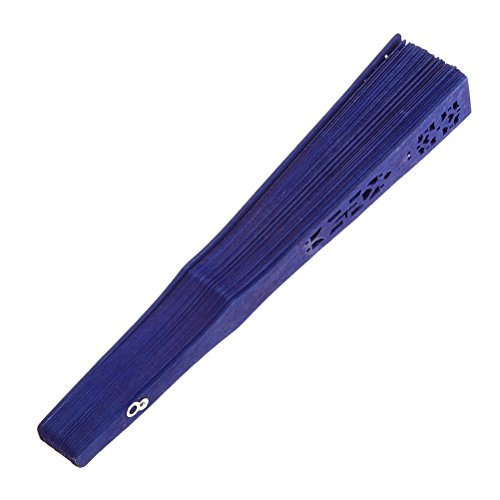 PIXNOR Vintage Handfächer aus Holz ，Hand Fan für Hochzeiten Geschenke (blau) - 6