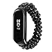 Produktbild bloatboy Mode Perlen Armband Uhrenarmband + Metallgehäuse für Xiaomi Mi Band 4 Watch, Teleskopische Schmuckband Armband Ersatzarmband (Schwarz)
