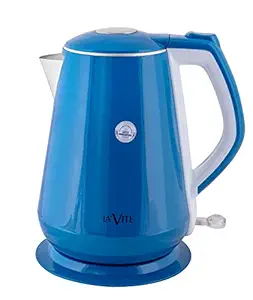 La' Forte La'Vite Electric Kettle (EKLV002B) 1.5 LTR Double Wall 100% Food Grade 304 Stainless Steel Kettle (1.5 Ltr Blue)
