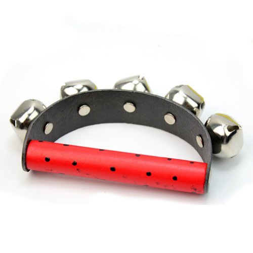 Cute Baby 5 Jingle Bell Wooden Handle Music Tambourine Ring Rattle Toy Education