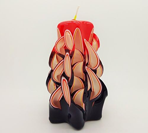 Hand Carved Sculptured Pillar Candle (Red Blue/Small)