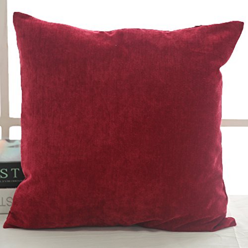 Deconovo 2er Set Kord Optik Kissenbezüge uni kissenhülle für Kinderzimmer 45×45 cm Bordeaux - 2