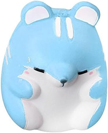 JinZhiCheng PU Lovely Hamster Squishy Slow Rising Buns Key Chain Pendant 8*9*10.5cm (Sky-blue)