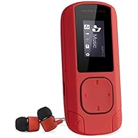 Energy Sistem MP3 Clip (reproductor de música MP3 con pantalla LCD, 8GB, tarjeta MicroSD, radio FM y auriculares intrauditivos incluidos) – Rojo Coral
