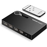 UGREEN HDMI Switch Super HD Switch HDMI Verteiler 3D 4K 3 HDMI Port Umschalter manuelle oder IR Fernbedienung Umschaltung 3 x IN und 1 x OUT Adapter für Laptops, DVD, HDTV, PS3, Xbox360 usw Schwarz