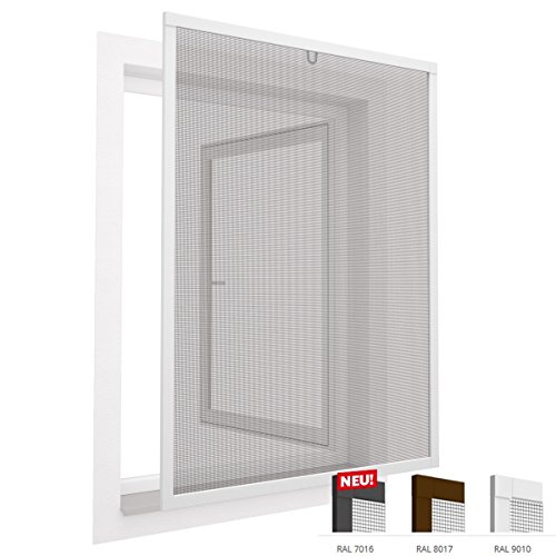 proheim Insektenschutz-Fenster Comfort Fliegengitter mit Alu-Rahmen sind kürzbar Fliegenschutz Spannrahmen ohne Bohren & Schrauben mit Dichtungsbürste, Farbe:Weiß, Größe:100 x 120 cm - 3