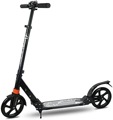 Innotic Kids Adult City Push Kick Scooter with Large 200mm Wheels with Front and Rear Spring Comfort Suspension System Kick Stand Mud Guard and Folding Frame with Carry Strap Height Adjustable Aluminium Kidult (Black)