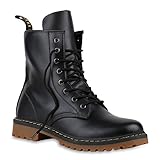 stiefel damen leder sale  Damen Herren Worker Boots Stiefeletten Schnürstiefeletten Leder-Optik Robuste Schnürboots StiefelÜbergrößen Schuhe 128056 Schwarz 37 Flandell