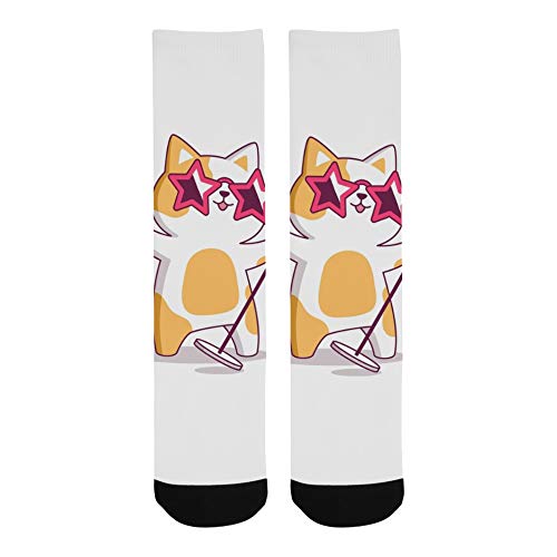 Preisvergleich Produktbild Kopfhörer Musik Katze Tier Polyester Verrückte Warme Crew Fußball Kompression Kniehohe Kleid Hose Socke Für Männer Frauen Kinder Und Kleinkind Botts Schuhe Außenbereich Maschine Waschbar