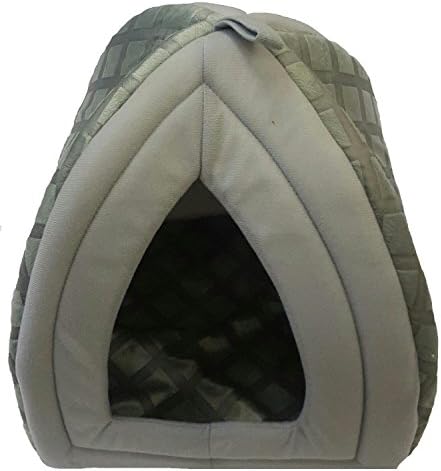 NEW LUXURY SOFT CAT/DOG IGLOO PET BED WARM HOUSE/MAT/SNUG PUPPY/KITTEN/BEDDING Small (35 x 35 x 40cm), Grey)