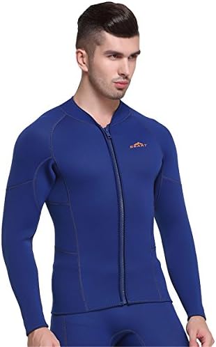 SANANG 3MM Neoprene Men Long Sleeve Wetsuit Top UV Protection Swimming Diving Shirt Windsurfing Jacket (Royal Blue, XXXX-Large)