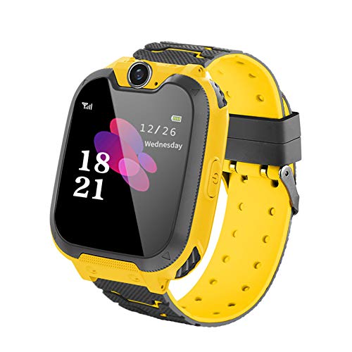 LYPULIGHT Bambini smartwatch, Smart Watch Phone con Lettore Musicale, SOS, Display Touchscreen LCD da 1,44 Pollici con Fotocamera Digitale, Giochi, Sveglia per Ragazzi e Ragazze (Giallo)