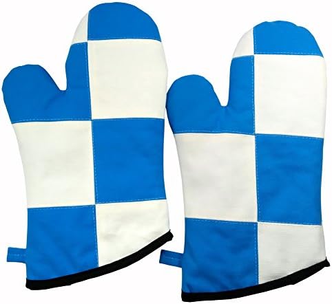 [Blue Tartan] Heat Resistant Patchwork Oven Gloves/Micro-oven Mitts 2-Pack