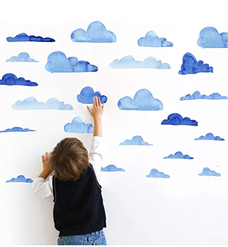 Preisvergleich Produktbild zzlfn3lv Cloud - Wand Aufkleber Kinder DIY - Wand Art Nahtlose Muster modernen nordischen Stil zu Hause Dekoration zubehör Blaue aquarell bathroom40 * 60