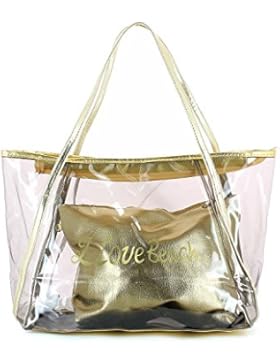 Tüte strand transparent mit brieftasche metallisch