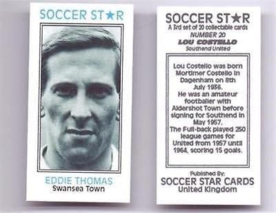 SOCCER STAR - Swansea Town EDDIE THOMAS collectable football trade card