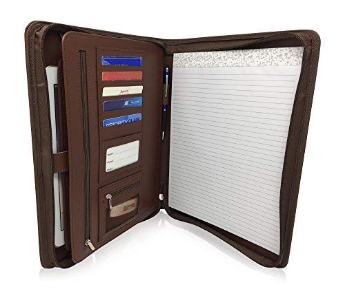 Cartera de negocios cartera portadocumentos de piel con cremallera - profesional cartón y organizador carpeta con 10,5 pulgadas Tablet Funda por Lautus diseños