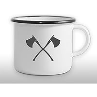 The Manufacture Axt Mann Wald Haus Natur Emaille Becher Tasse als Geschenk, weiß Männertag Mann Geburtstag