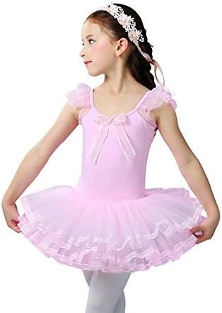 KKia Little Girls Fitted Mini Ballet Dance Lace Tulle Tutu Leotard Costume Bridesmaid Dresses Age 2-8 Years