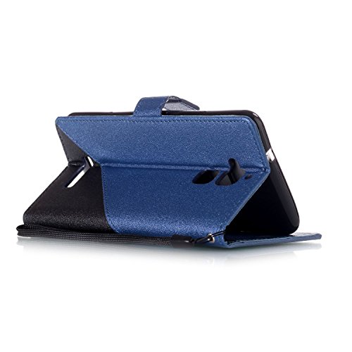 Custodia Asus Zenfone 3 Max 5.2 Cover Asus ZC520TL,Ukayfe Stitching Colore Flip Case Cover per Asus Zenfone 3 Max 5.2 ZC520TL,Asus Zenfone 3 Max 5.2 ZC520TL Lussuosa Astuccio Custodia Cover [PU Leather] [Shock-Absorption] Protettiva Portafoglio Cover Custodia Giuntura da Polso Foglio con Super Sottile Morbido Silicone TPU Interno Case e Porta carte di credito Portafoglio Custodia Protettiva Cover Copertura Tutta Potente per Asus Zenfone 3 Max 5.2 ZC520TL-Nero + Blu