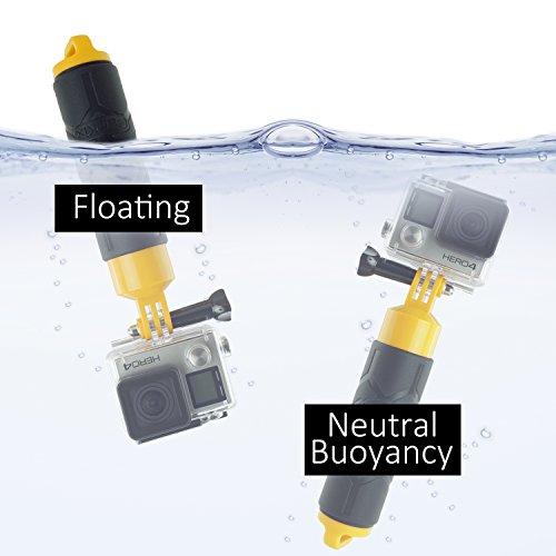 CamKix Premium- Bobber ; Schwimmende Handgriff für GoPro Hero 4 , 3 + , 3, 2, 1 / hohlen Innenraum für Lagerung von Kleinteilen / Strukturierter Silikon- Abdeckung am Griff für leichte Griff / Rändelschraube und Lanyard inklusive (gelb) - 2