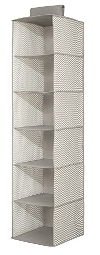 mDesign hängender Stoffschrank – der ideale Hängeschrank aus Stoff – perfekt als Hängeregal für den Flur – die Hängeaufbewahrung für diverse Einsatzgebiete – 6 Fächer – Farbe: taupe/natur - 5