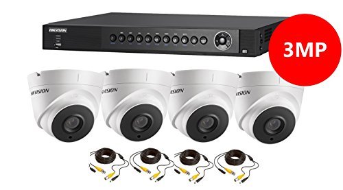 3MP HD TVI CCTV KIT HIKVISION DS-7204HUHI-F1/N WITH 4x DS-2CE56F1T-IT3 DOME CAMERAS FIXED LENS 40M IR (No HDD)