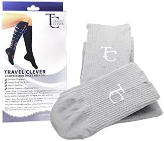 TRAVEL CLEVER COMPRESSION SOCKS 15-22mmHG, Knee High, Size S-XL (Gray, Small)