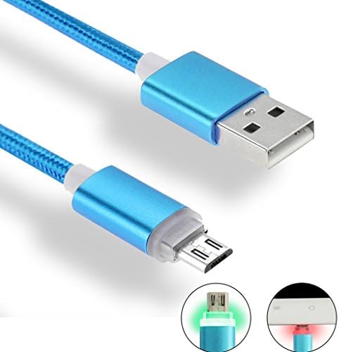 Micro USB Cable, iMusi Nylon Braided OD 4.0mm LED Lightning USB Cord for Sony Samsung HTC LG Android Smartphone - 1M - Blue