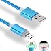 Produktbild iMusi Micro USB Kabel für Android Smartphone mit LED High Speed [Syncwire & Ladekabel] - Lebenslange Garantieserie - für Samsung Galaxy, HTC, Huawei, Sony, Nexus, Nokia, Kindle und mehr Blau