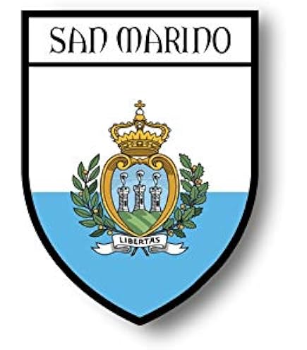 Autocollant Ovale Drapeau Saint-Marin (RSM) - Vinyle Résistant - Dimensions 12 X 8 Cm - Pour Voiture, Casque, Valise - 11