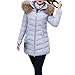 Produktbild Mantel Damen,Dasongff Frauen schlank Daunenjacke Dicker Winter Mantel Steppjacket Lange Kapuzenjacke Baumwollmatel Trenchcoat Wintermantel Tops (Grau, 3XL)