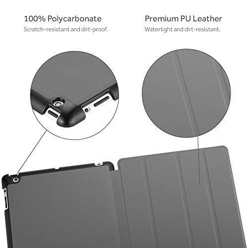 EasyAcc GOLD iPad 4 Hülle Schutzhülle Etui Tasche für Apple iPad 2/3/4 Smart Case Cover mit eingebautem Magnet für Einschlaf/Aufwach – Grau - 7