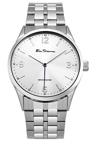 Ben Sherman BS131 - Reloj de cuarzo para hombres con esfera de plata y correa plateada de acero inoxidable