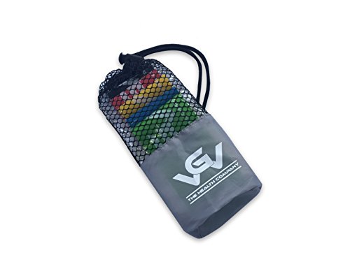 Fitnessband-Set von VGV-The Health Company PREMIUM QUALITÄT Widerstandsbänder aus Naturlatex geschlossen (25 x 5 cm) in 5 Stärken und 5 Farben Gymnastikbänder für Fitness Muskelaufbau Cross-Fit Yoga Pilates und Therapie inkl. Transportbag - 2