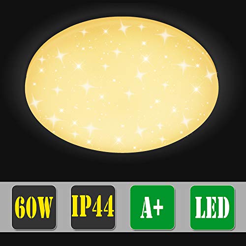 Vingo® 60W LED plafoniera cielo stellato che cambia lampada Tondo Bianco Caldo da soffitto soggiorno moderno 3in1 illuminazione a soffitto bagno