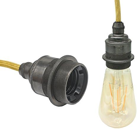 E27 Socket Metal, High-Quality Retro Style Antique Brass Lamp Holder Socket for Pendants and Retro Pendant Lights Dark Brown Tiffany