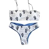 XuxMim Frauen Kaktus Print Bikini Set Schwimmen Badeanzüge Badeanzug Badeanzug(Blau,X-Large)