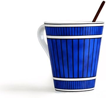 Cunguang Fan art classic European elegant blue bone china coffee cup Mark Cup Gift Box Christmas Wedding Gift,Section II nanmu spoon