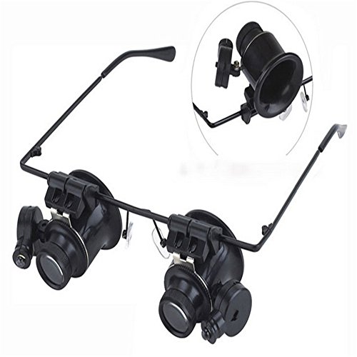 OFT 20X Repair Magnifier Armbanduhr Reparatur Lupe Eye Glasses Jeweler Watch Lupe Lupenbrille Brillenlupe Vergrößerungsglas mit LED Hell (schwarz) - 3