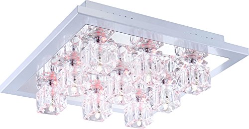 Preisvergleich Produktbild Deckenleuchte chrom, Würfel klar, LxBxH:350x350x110, inkl. 9xG4 20W 12V