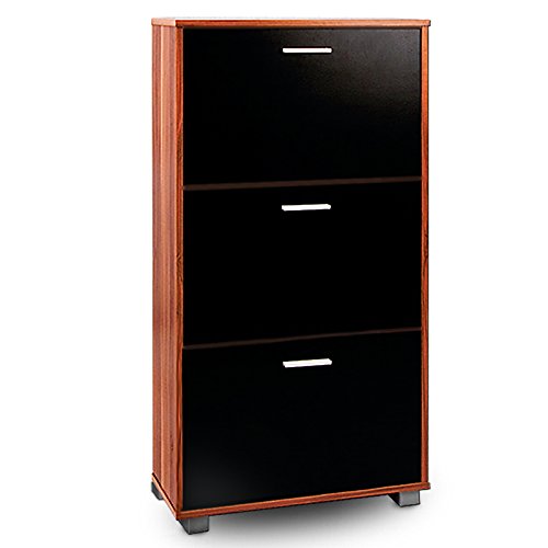 Schuhschrank Schuhkipper Schuhregal Flurschrank Kommode Schuhkommode Schuhklapper Regal 3 Klappen Schwarz - 5