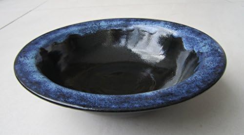 Pie dish with black and blue glaze; Fruit bowl; Salad bowl; Blue and black serving dish; Handmade ceramic bowl with shiny blue and black glazes; Tableware; Blue and black bowl; Dessert dish; Black and blue bowl; Housewarming gift; Night sky glazed bowl