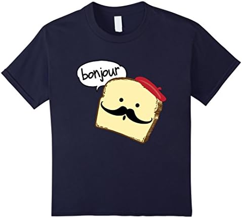 Kids French Toast Bonjour Tshirt 8 Navy
