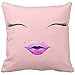 Produktbild Girly whimsical pink glitter lips tatoo throw pillow case cover 1616